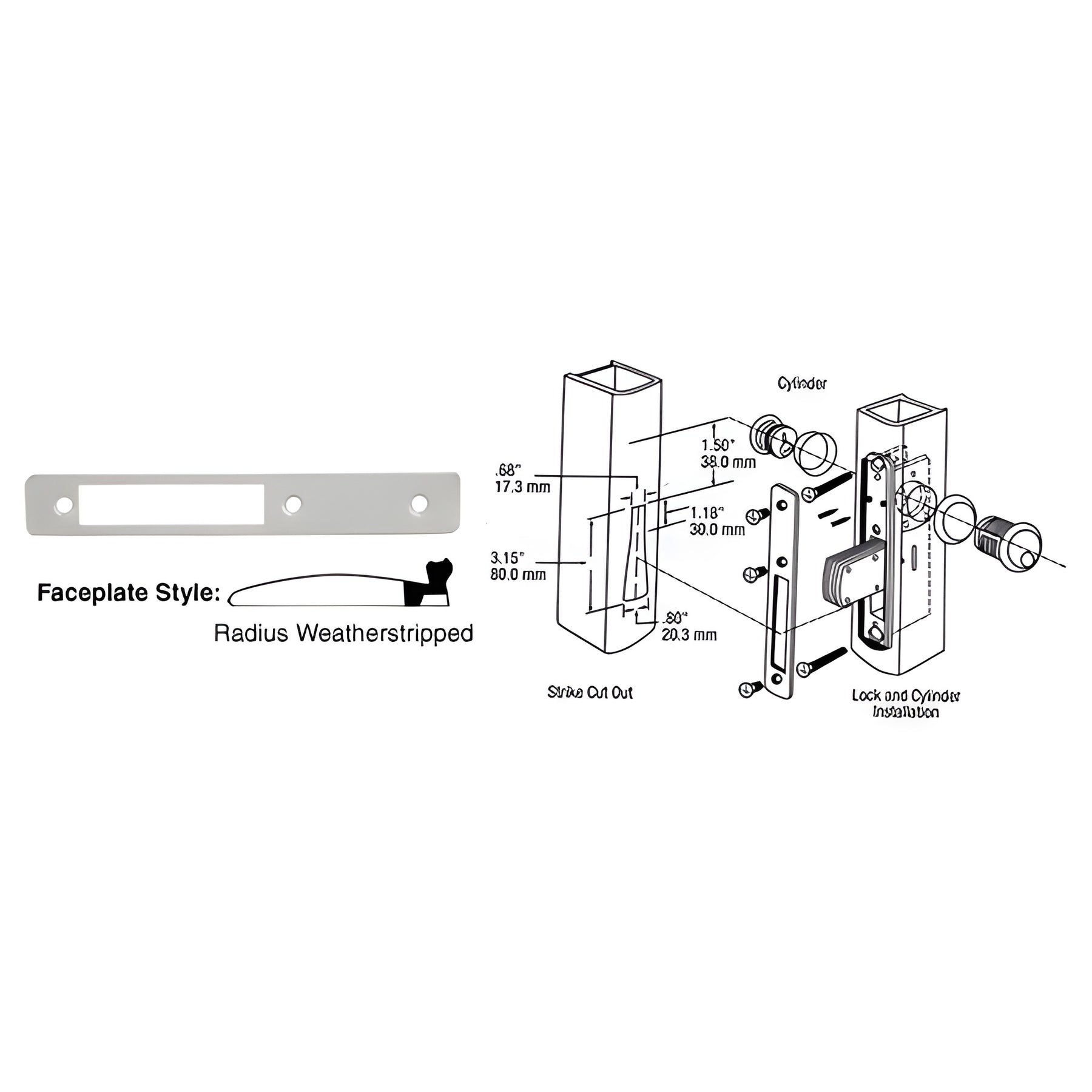 CRL Aluminum Radius Weather-stripped Faceplate for DL2110 Series Long Throw Deadlocks