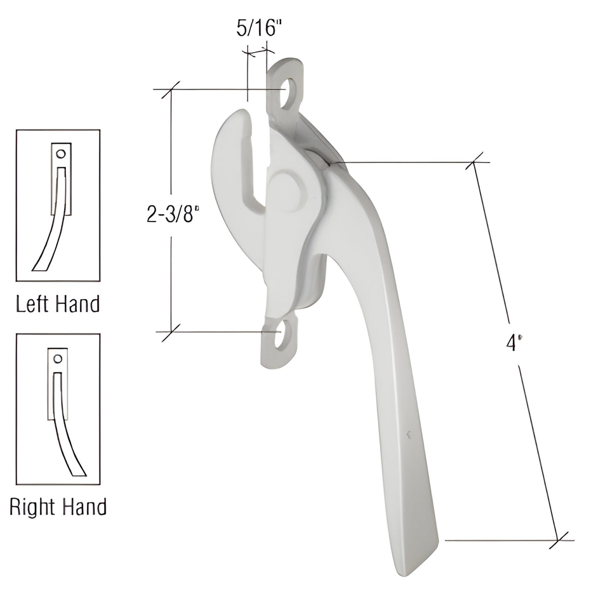 CRL Aluminum Right Hand Casement Window Lock - 2-3/8" Screw Holes