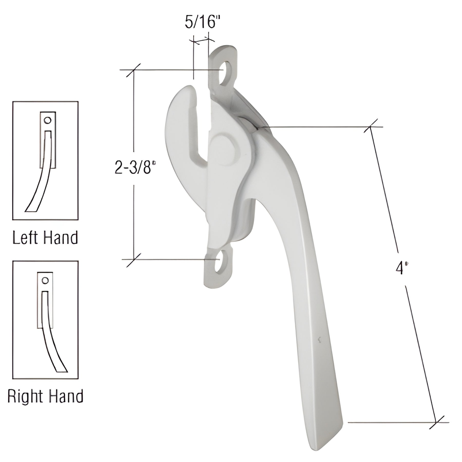 CRL Aluminum Right Hand Casement Window Lock - 2-3/8" Screw Holes
