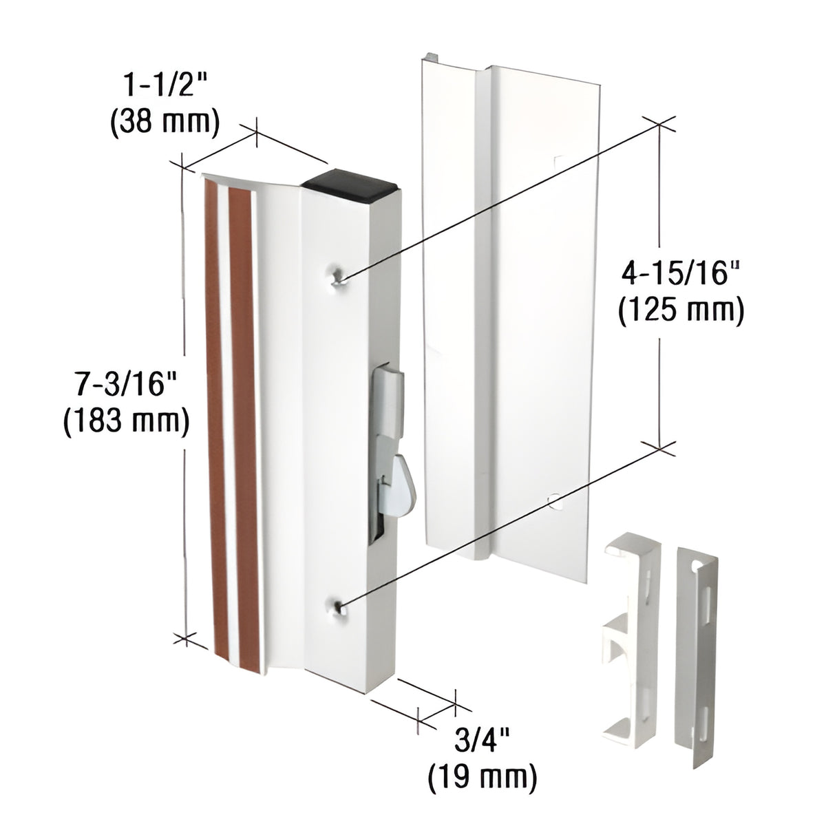 CRL Aluminum Standard Profile Hook-Style Surface Mount Handle 4-15/16" Screw Holes