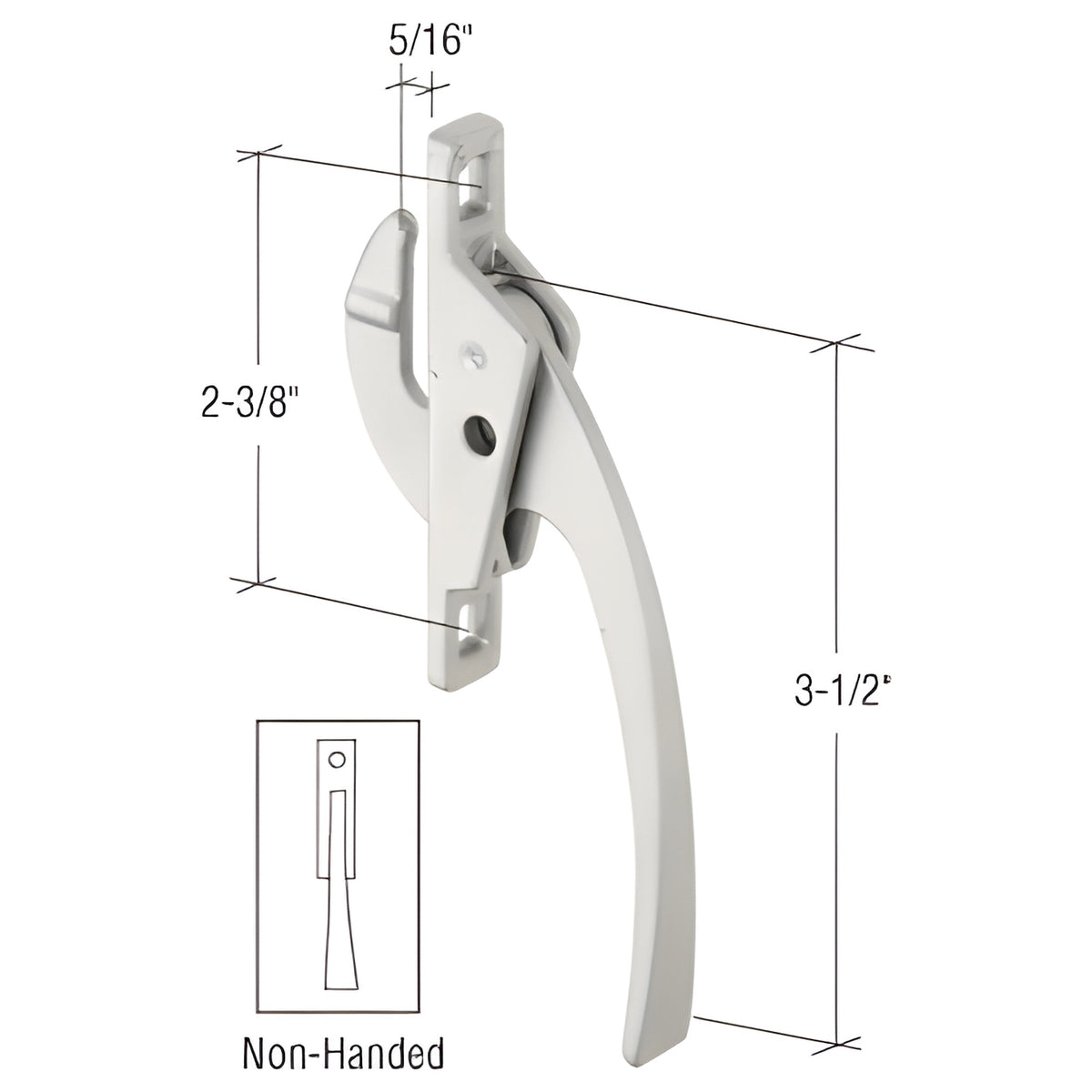CRL Aluminum Straight Casement Window Locking Handle with 2-3/8" Screw Holes