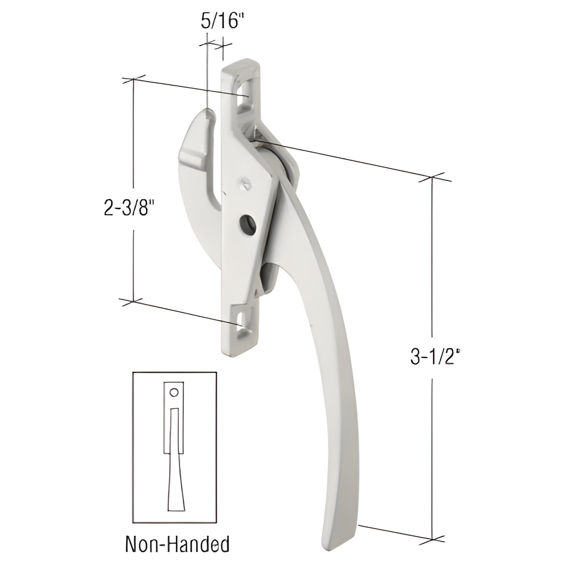 CRL Aluminum Straight Casement Window Locking Handle with 2-3/8" Screw Holes