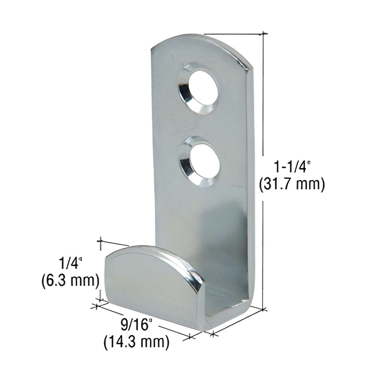 CRL Anochrome Standard Mirror Clip with 5/16" Channel