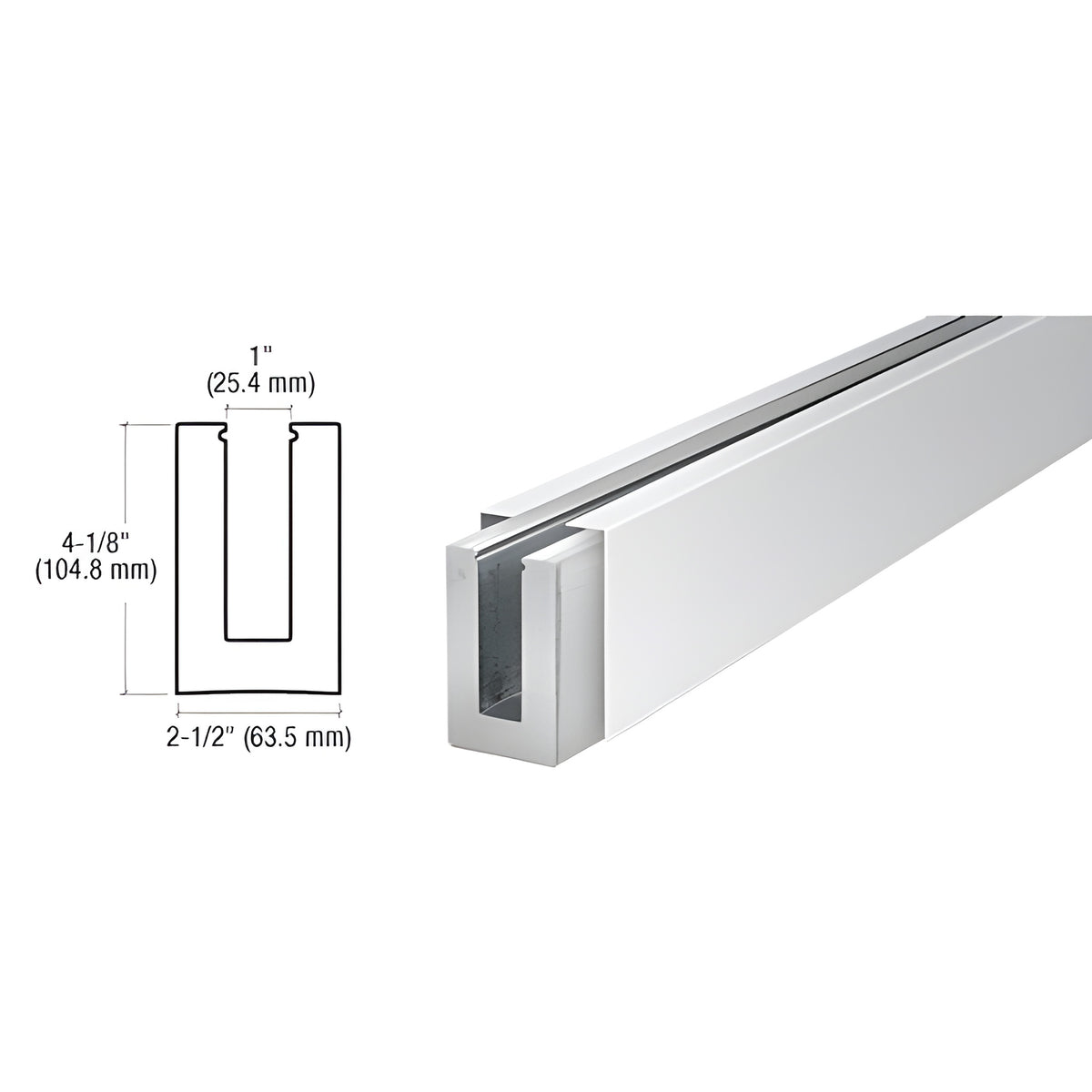 CRL B5S Series Polished Stainless Custom Square Base Shoe Undrilled for 1/2" Glass