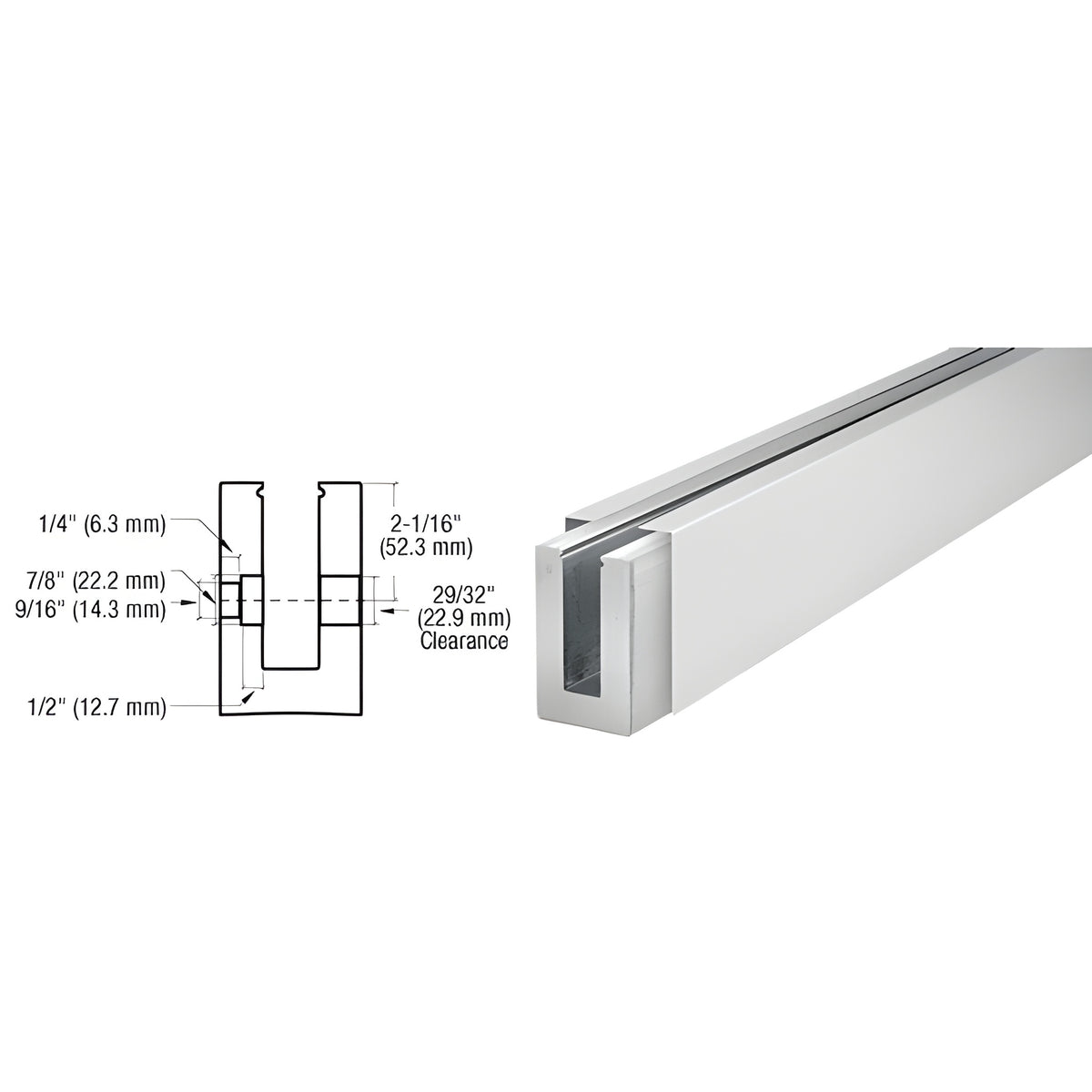 CRL B5S Series Satin Anodized Custom Square Base Shoe Fascia Mount Drilled for 1/2" Glass