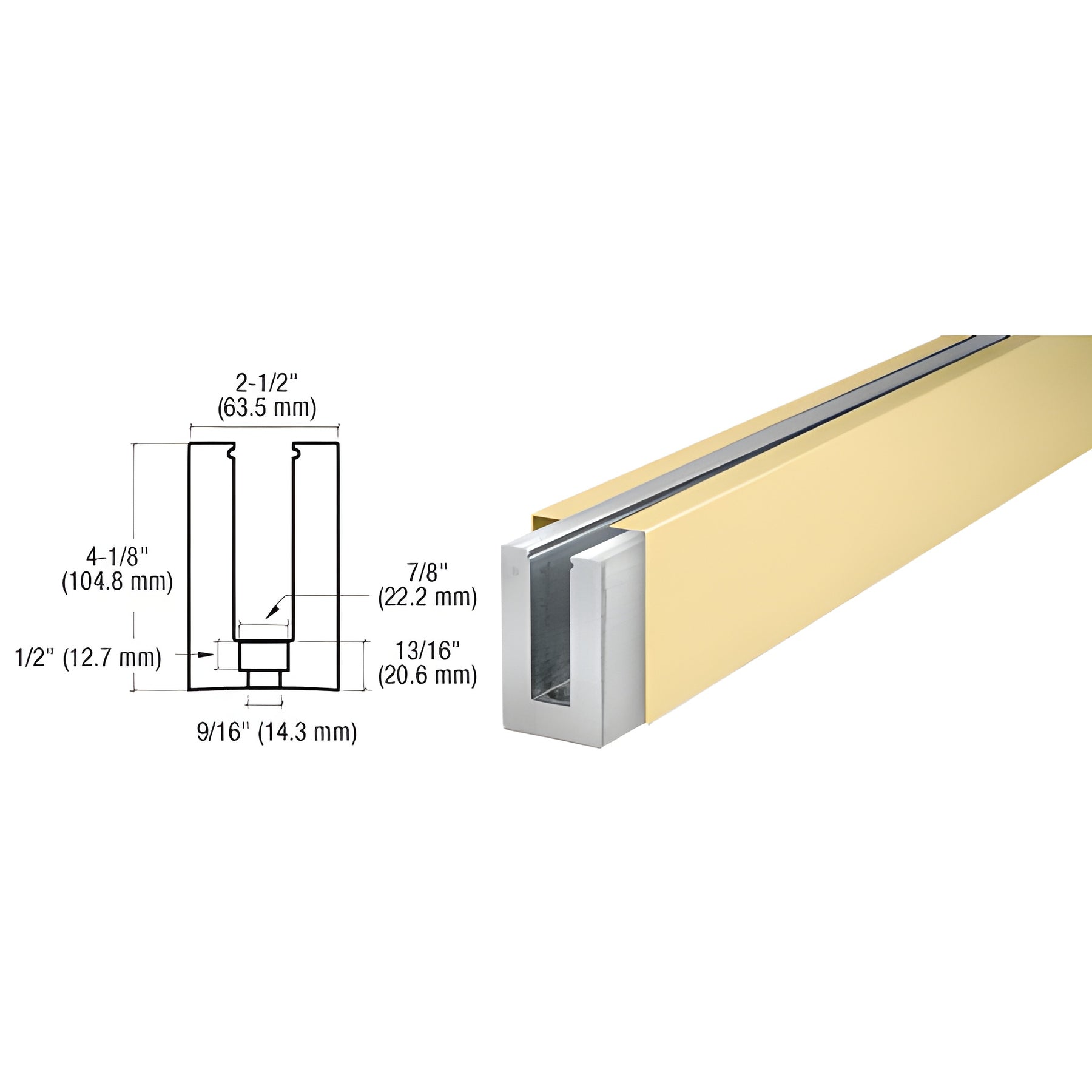 CRL B5S Series Satin Brass Custom Square Base Shoe Drilled for 1/2" Glass