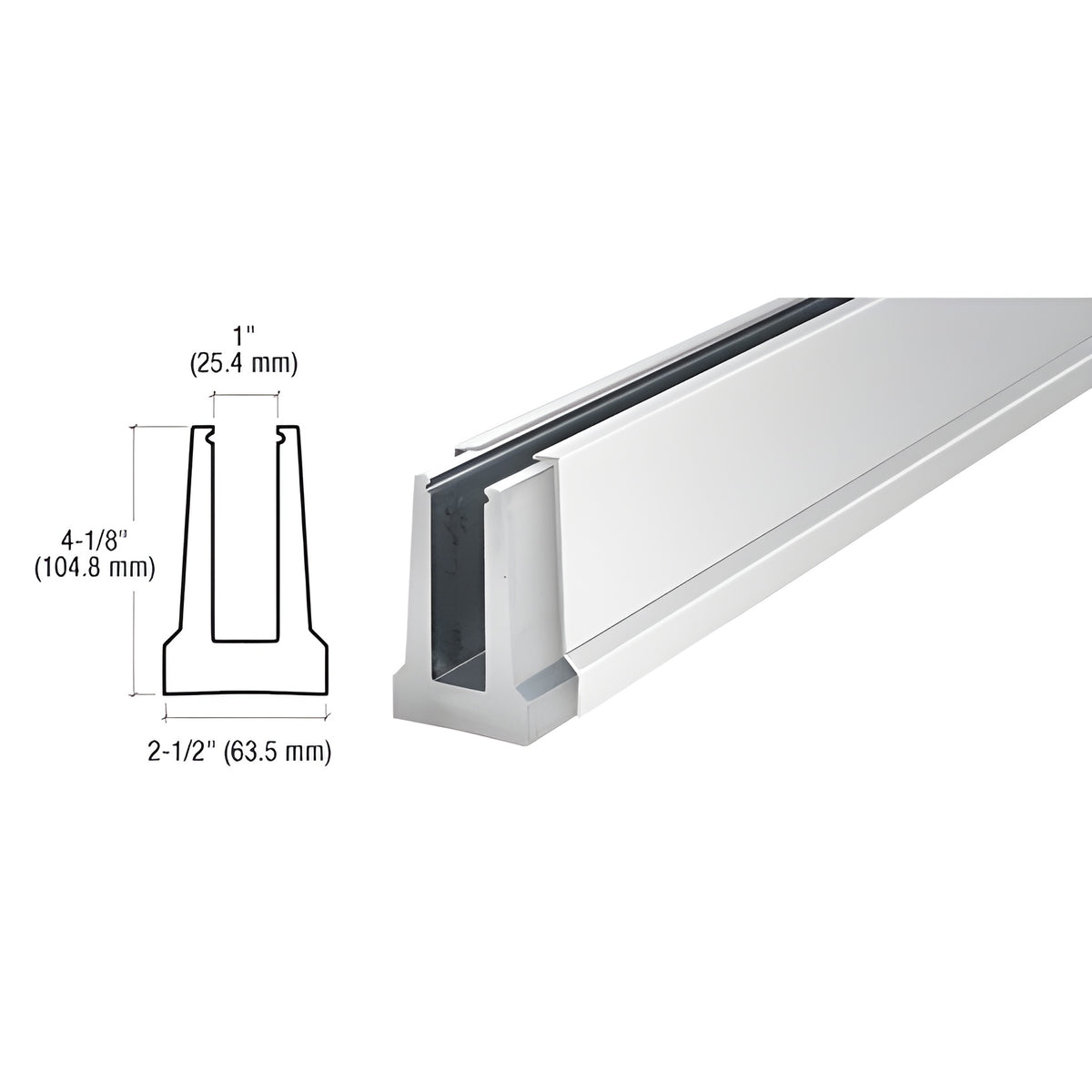 CRL B5T Series Polished Stainless Custom Tapered Base Shoe Undrilled for 1/2" Glass