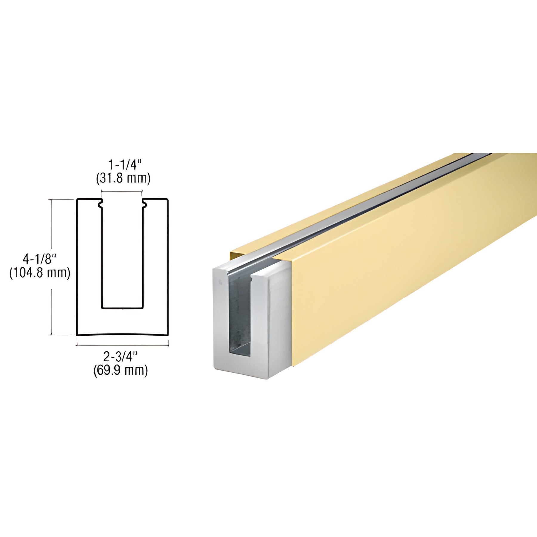 CRL B7S Series Brass Custom Length Square Base Shoe for 3/4" Glass