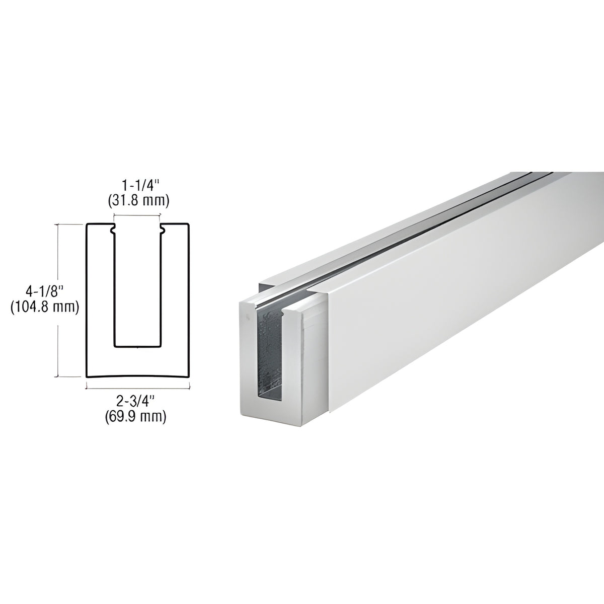 CRL B7S Series Satin Anodized Custom Length Square Base Shoe for 3/4" Glass