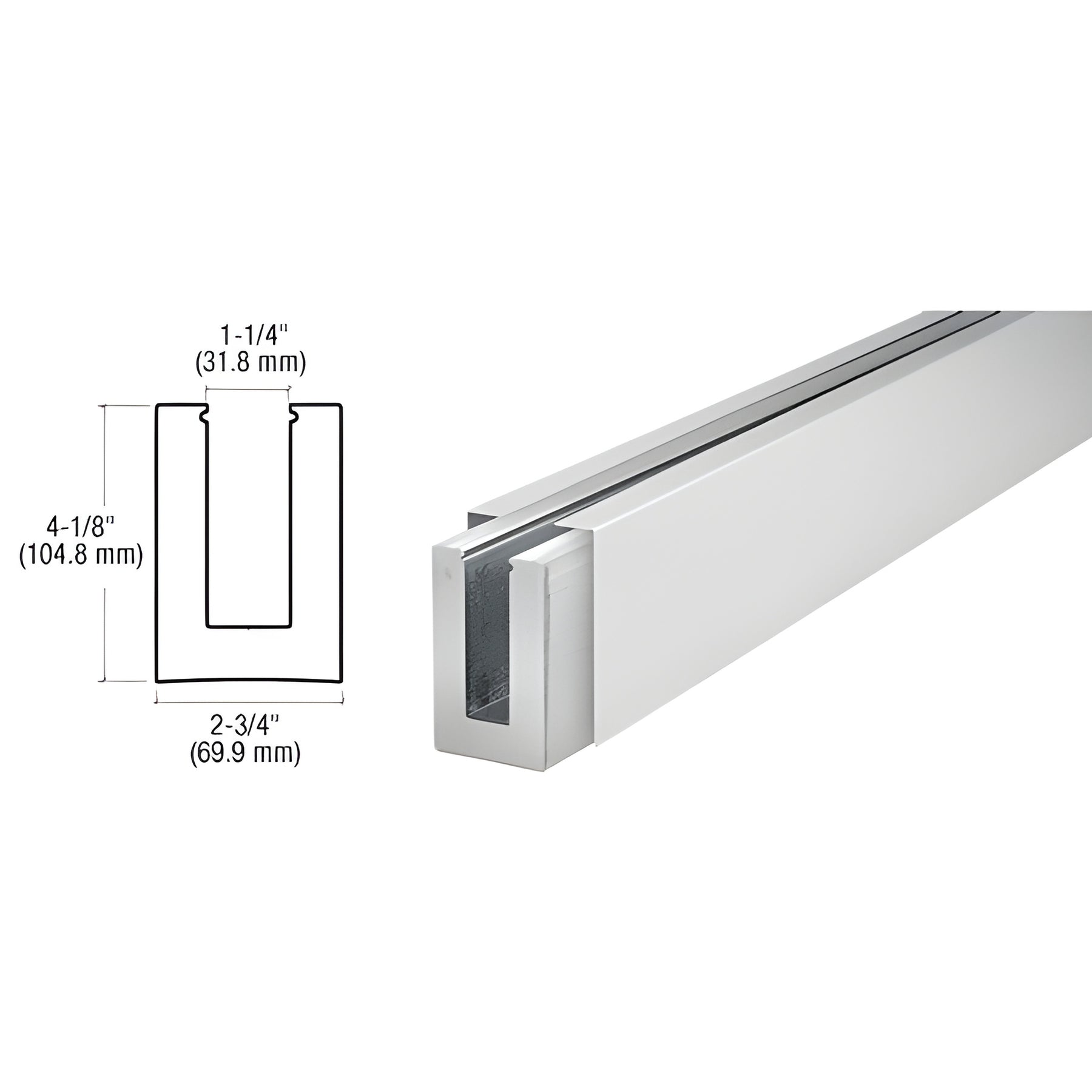 CRL B7S Series Satin Anodized Custom Length Square Base Shoe for 3/4" Glass