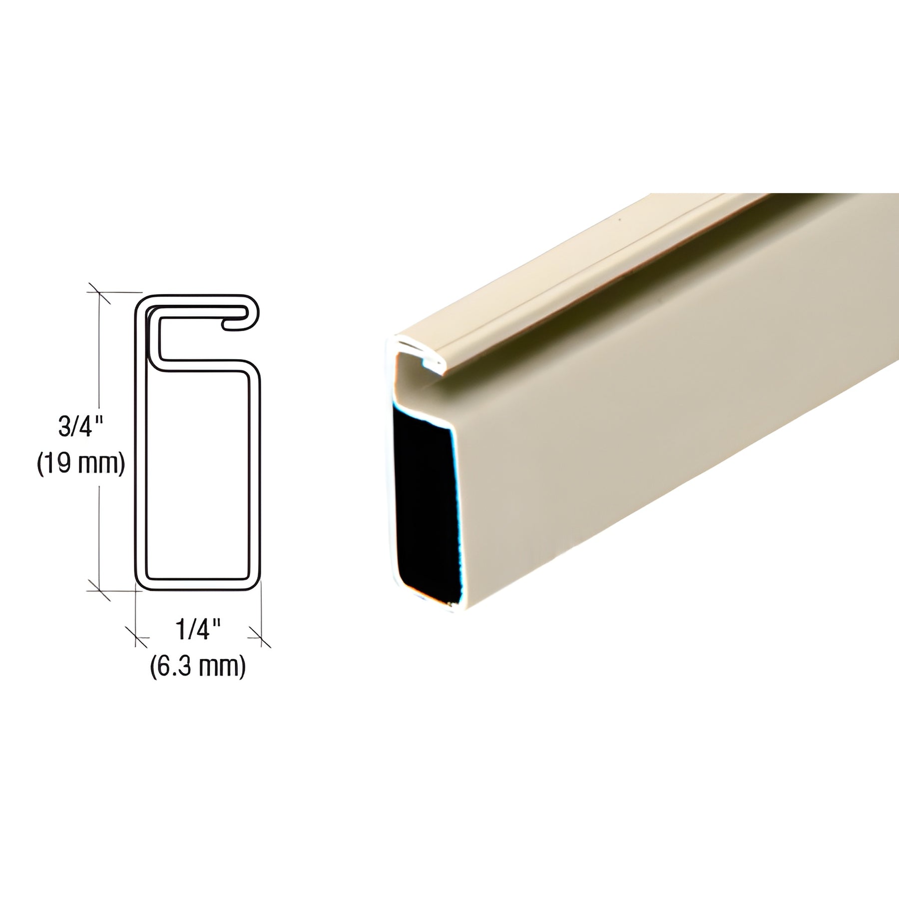 CRL Beige 3/4" x 1/4" Roll Formed Aluminum Screen Frame - 144"