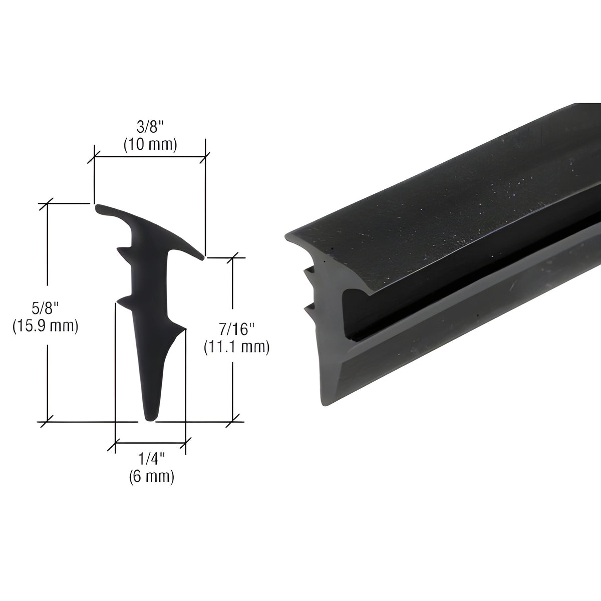 CRL Black 1/2" Roll-In Glazing Gasket - 500' Roll