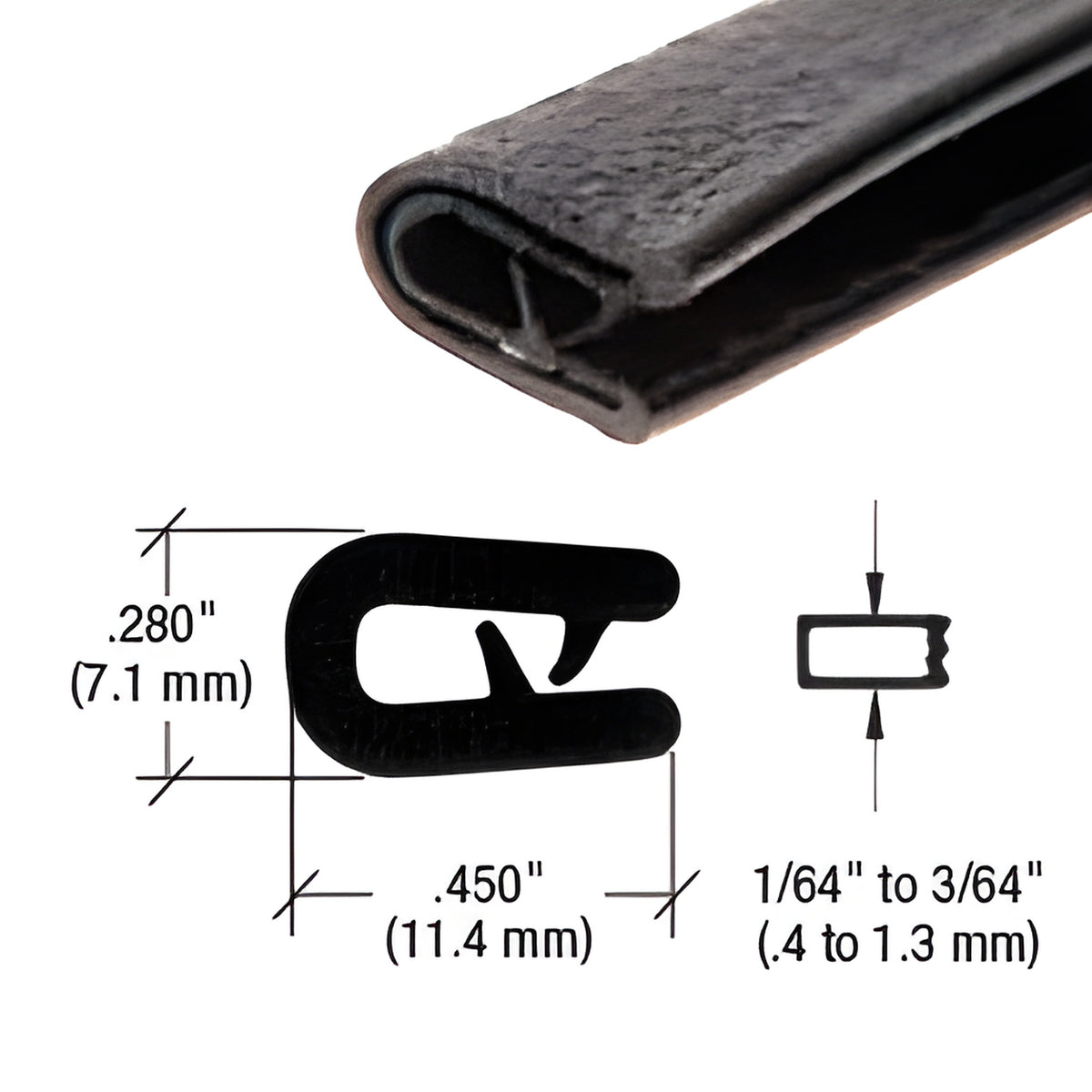 CRL Black 100' QuickEdge™ Mini Trim for 1/32"