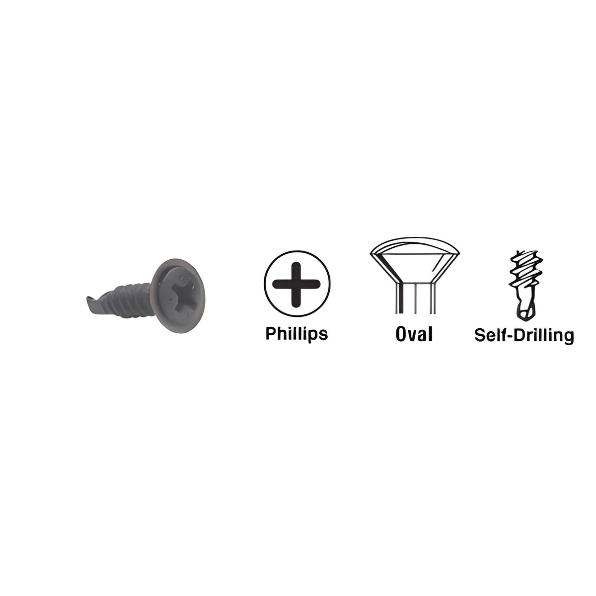CRL Black 8 x 5/8" Oval Head Phillips Self-Drilling Screws with Flush Washers