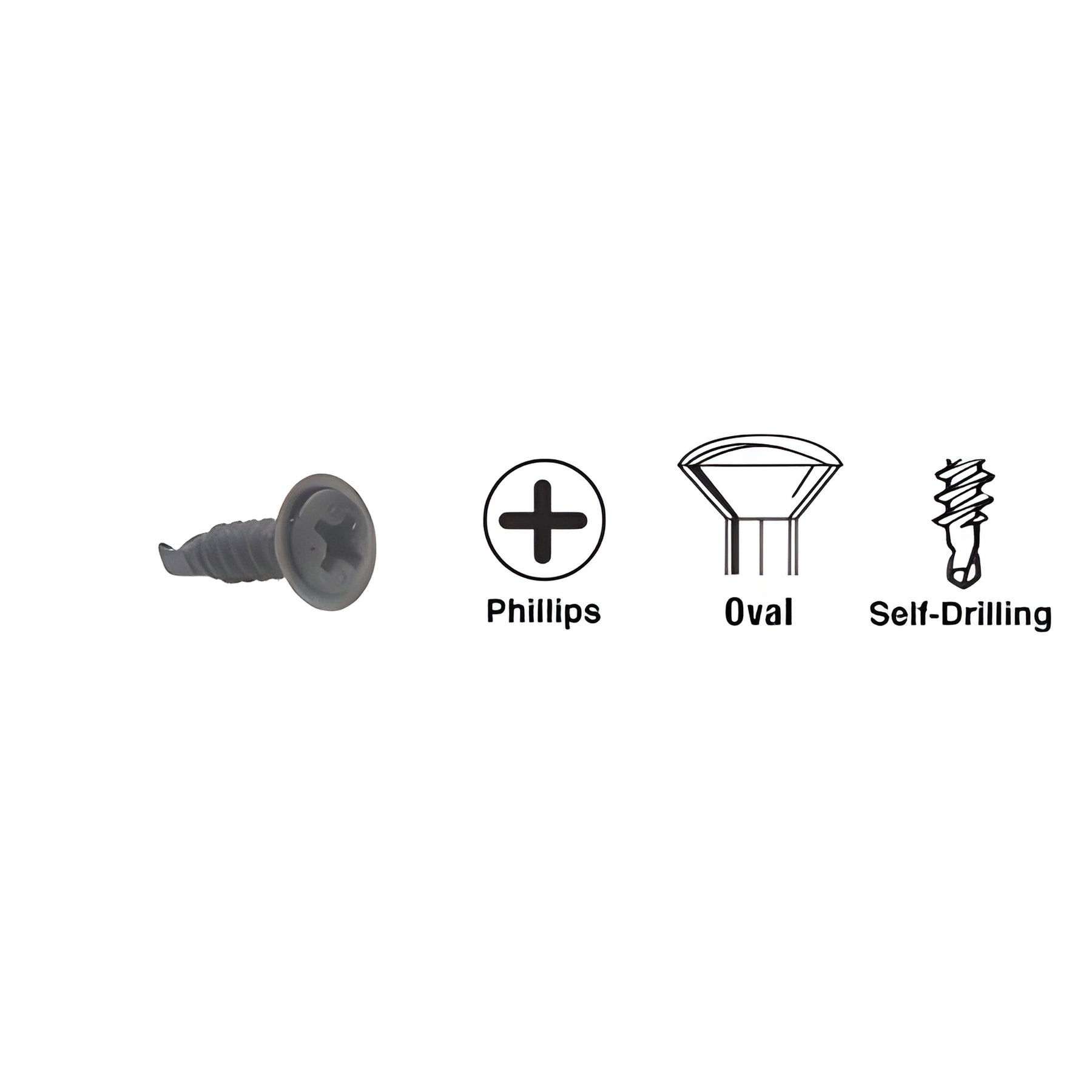 CRL Black 8 x 5/8" Oval Head Phillips Self-Drilling Screws with Flush Washers