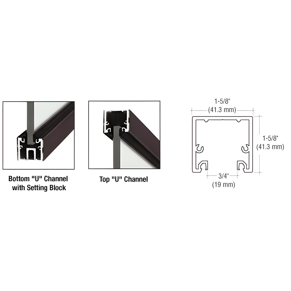 CRL Black Bronze Anodized 120" U-Channel with Roll-In Top Load Gasket
