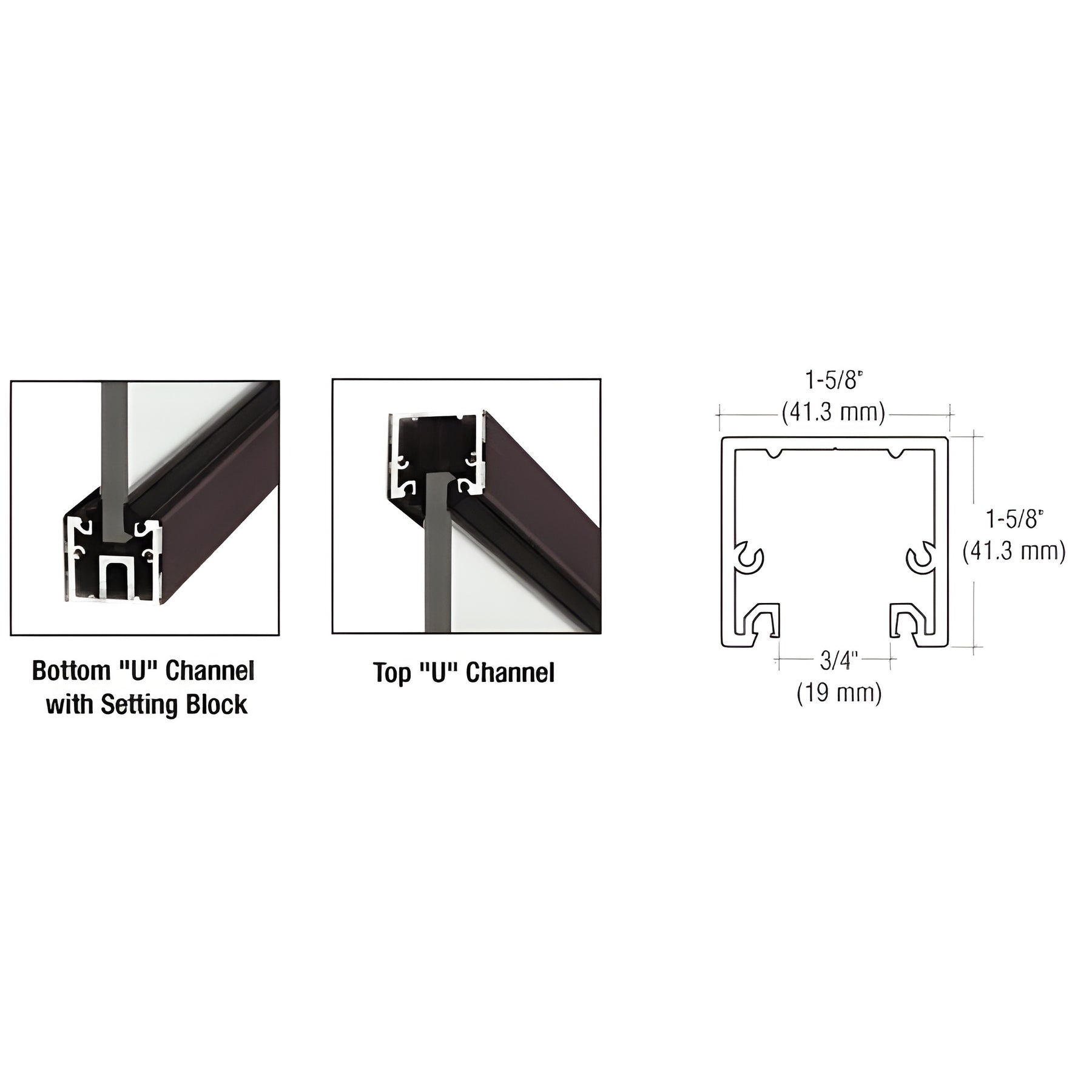 CRL Black Bronze Anodized 120" U-Channel with Roll-In Top Load Gasket