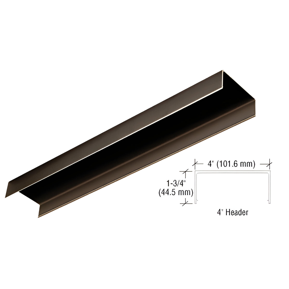 CRL Black Bronze Anodized 4" Header Channel - 240"