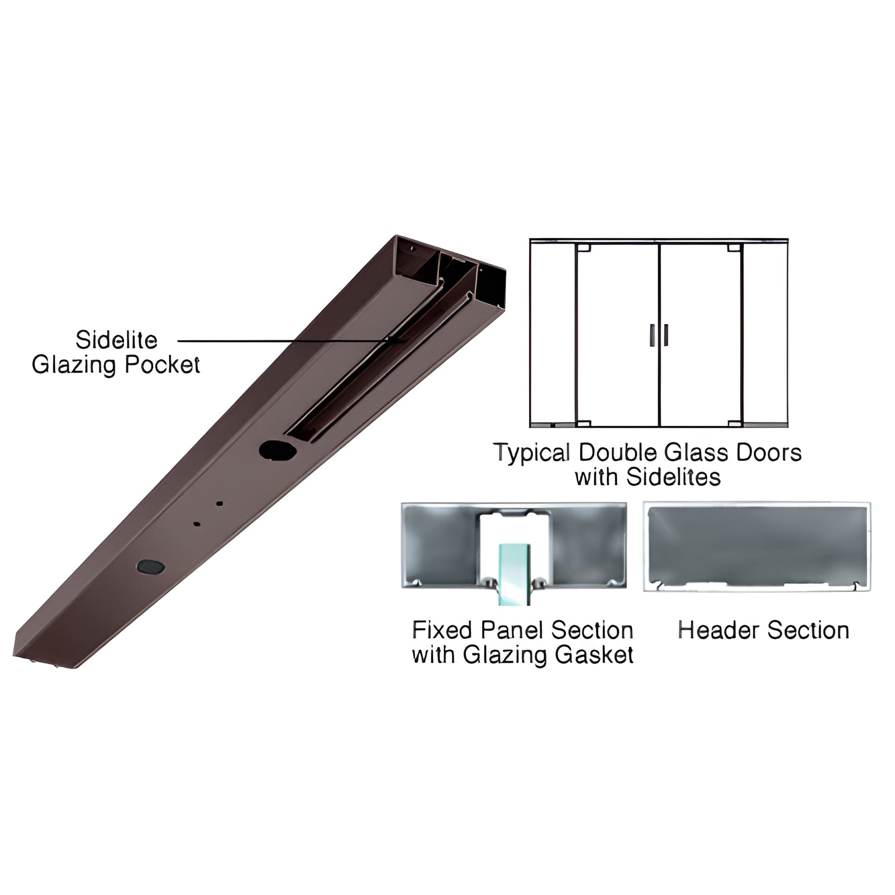 CRL Black Bronze Anodized 4" One Pocket Double Sided Door Header Custom Length