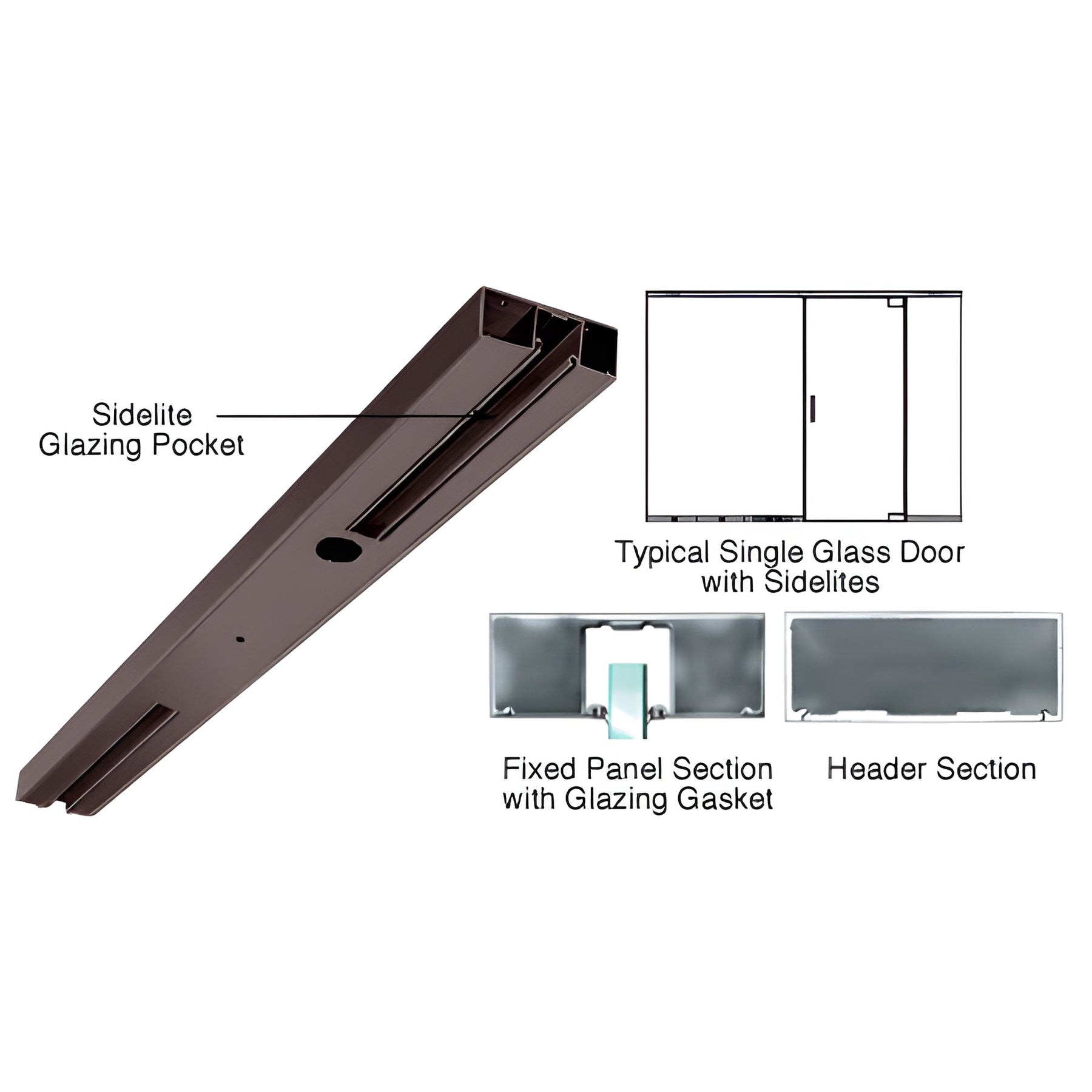 CRL Black Bronze Anodized 4" Two Pocket Sided Door Header Custom Length