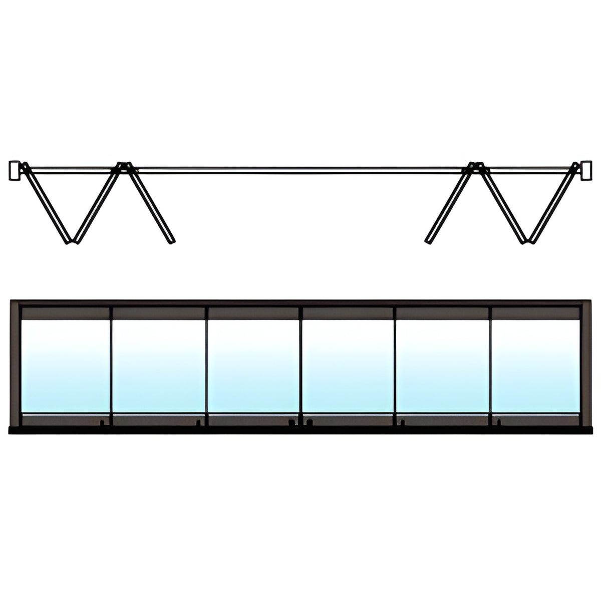 CRL Black Bronze Anodized 6-Panel Bipart Overhead Track Full Bi-Fold Door Configuration
