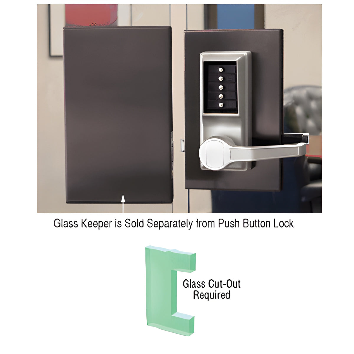 CRL Black Bronze Anodized 6" x 10" RH Center Lock Keeper for Push Button Locks
