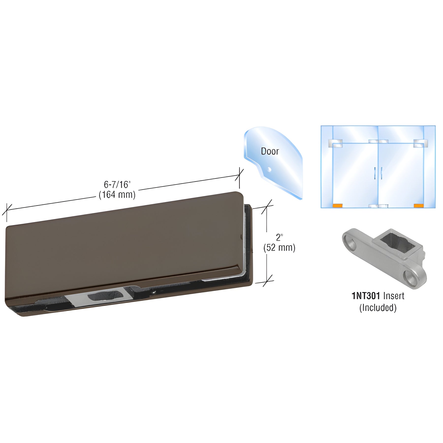 CRL Black Bronze Bottom Door Patch with 1NT301 Insert