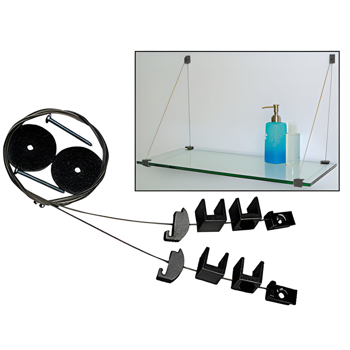 CRL Black Cable Shelf Bracket System for 3/8" to 1/2" Shelves