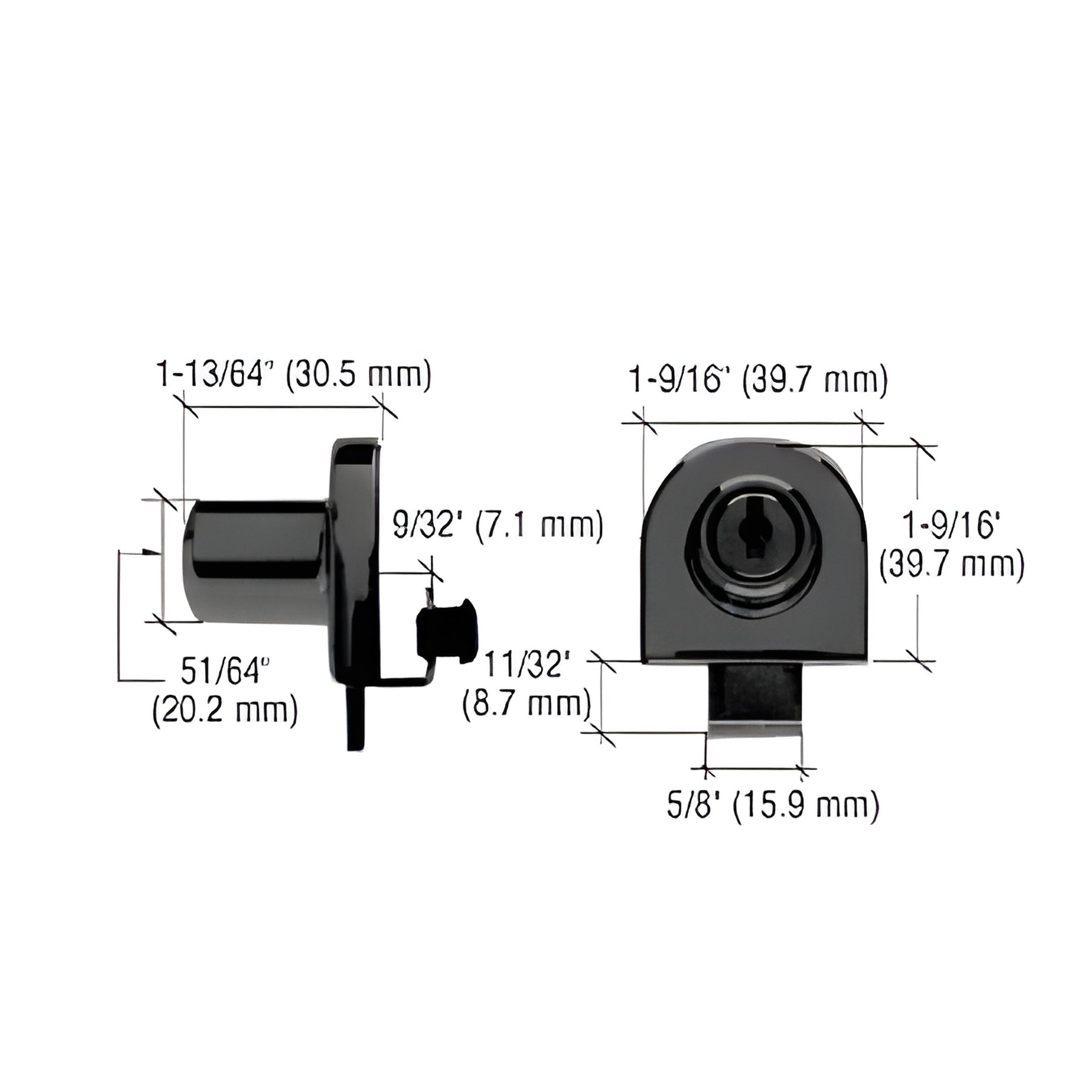CRL Black Chrome Single Glass Door Lock - Randomly Keyed
