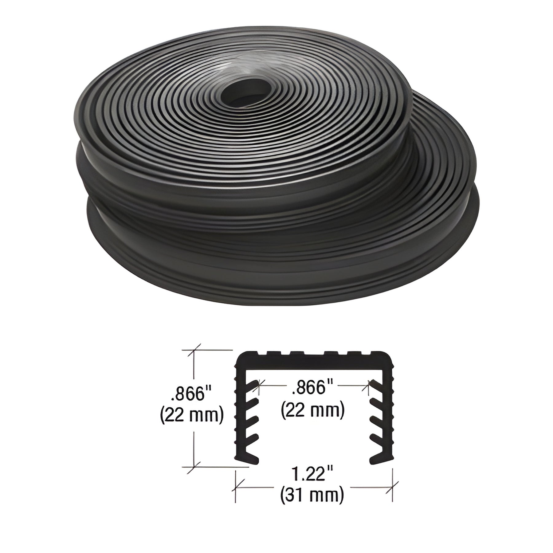 CRL Black Flexible Rubber LR20 Series Cap Rail Insert for 25.52 mm Laminated Glass - 100' (30.5 m)