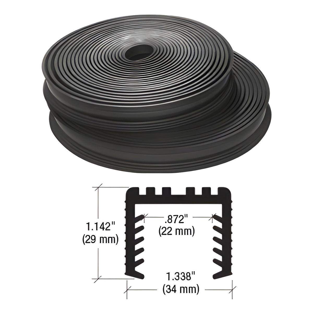 CRL Black Flexible Rubber LR25 Series Cap Rail Insert for 25.52 mm Laminated Glass - 100' (30.5 m)