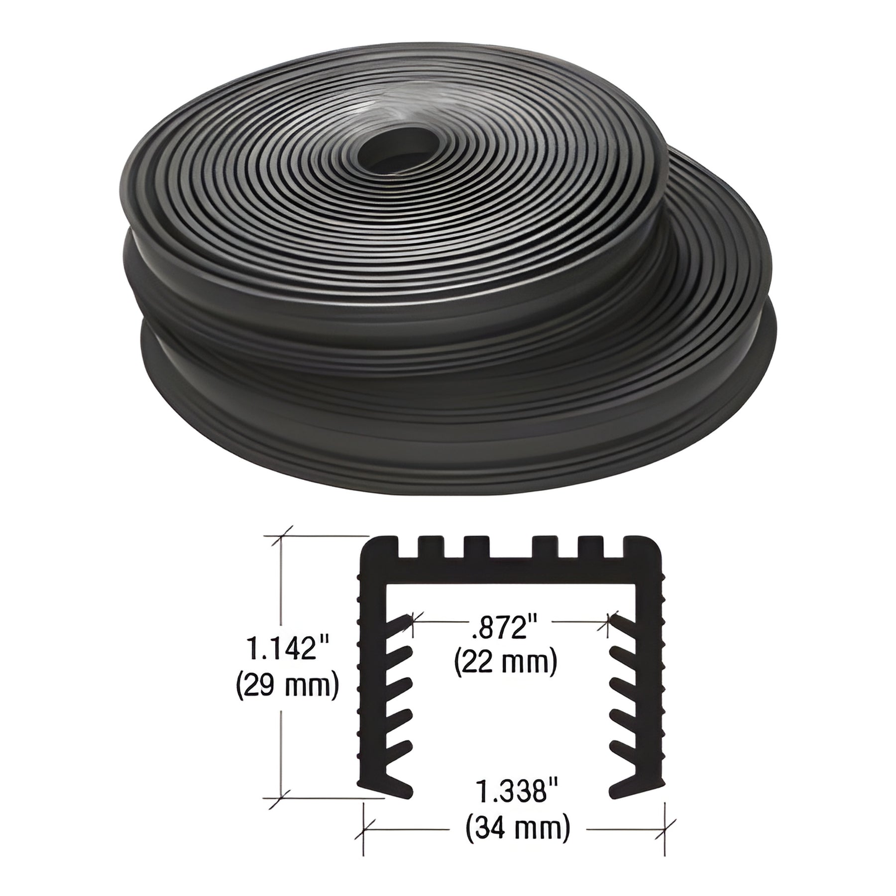 CRL Black Flexible Rubber LR25 Series Cap Rail Insert for 25.52 mm Laminated Glass - 100' (30.5 m)
