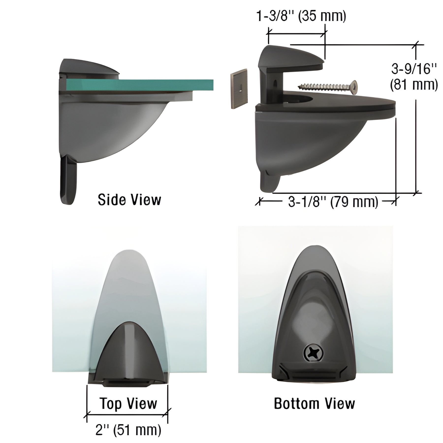CRL Black Heavy-Duty Adjustable Shelf Bracket