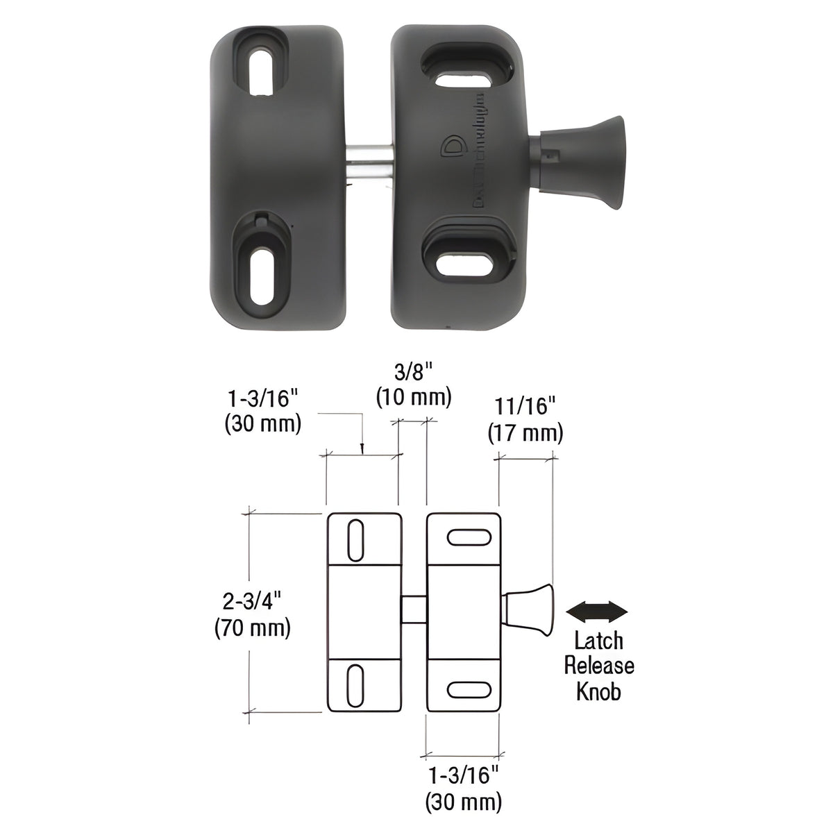 CRL Black Magna-Latch "Side Pull" Gate Latch