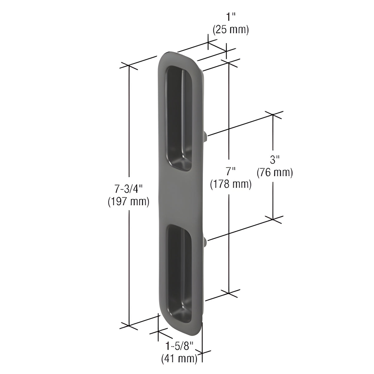 CRL Black Outside Pull 3" Screw Holes for International Doors