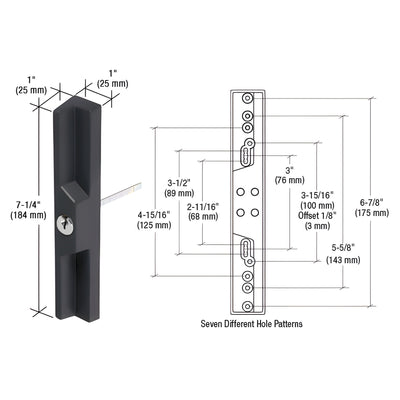 CRL Black Outside Pull and Locking Unit with Multiple 7 Screw Hole Patterns