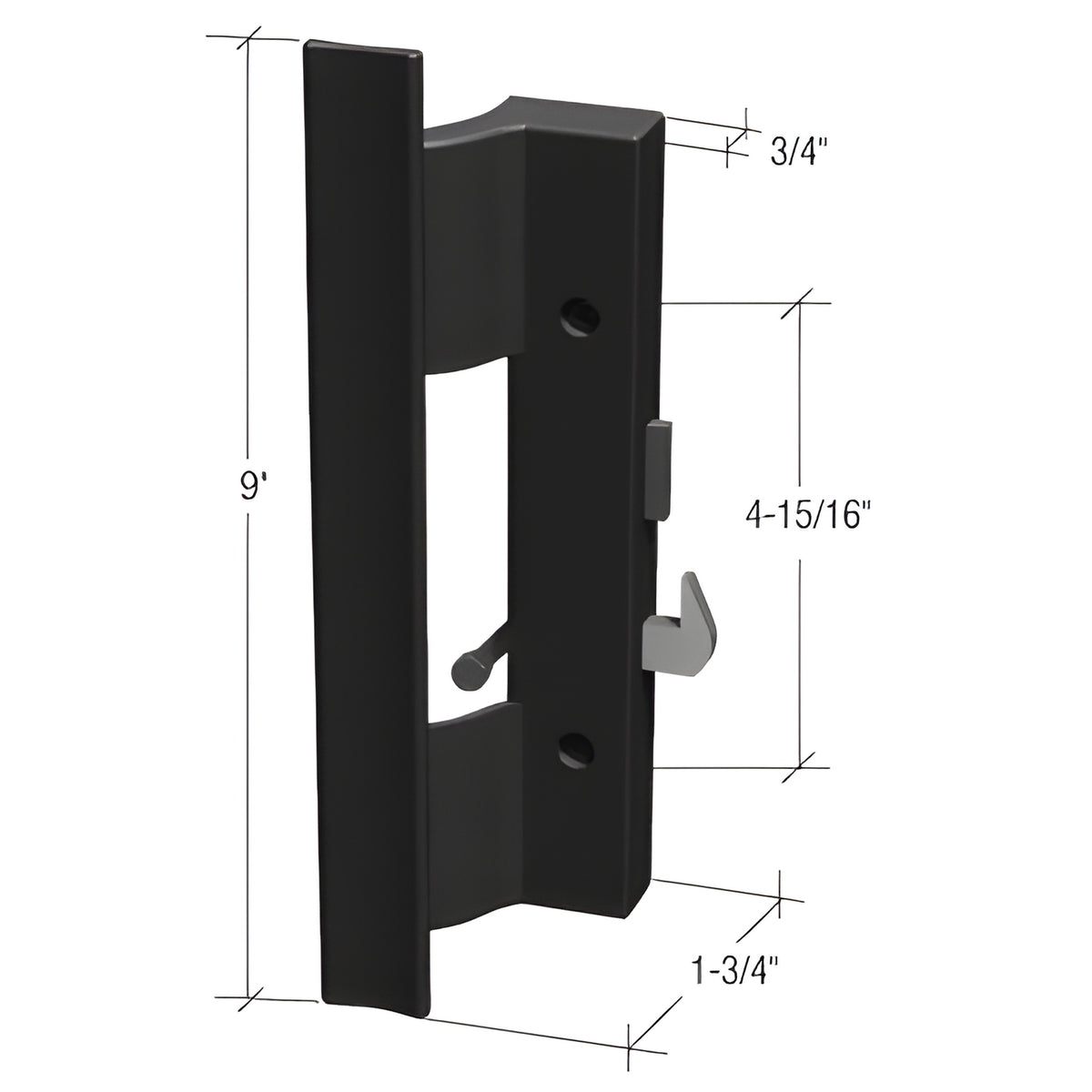 CRL Black Plastic Hook - Style Surface Mount Handle 4-15/16" Screw Holes