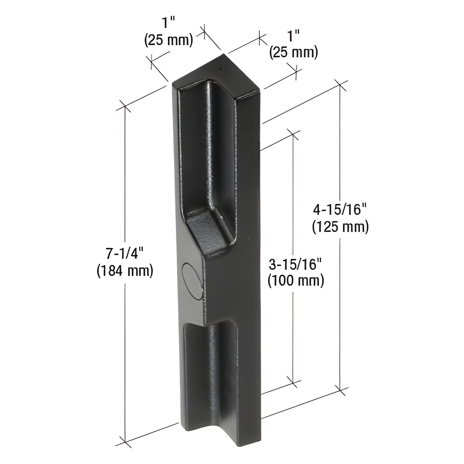 CRL Black Plastic Outside Pull 3-15/16" and 4-15/16" Screw Holes