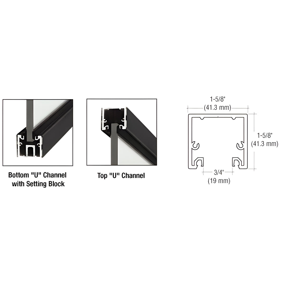 CRL Black Powder Coat 120" U-Channel with Roll-In Top Load Gasket