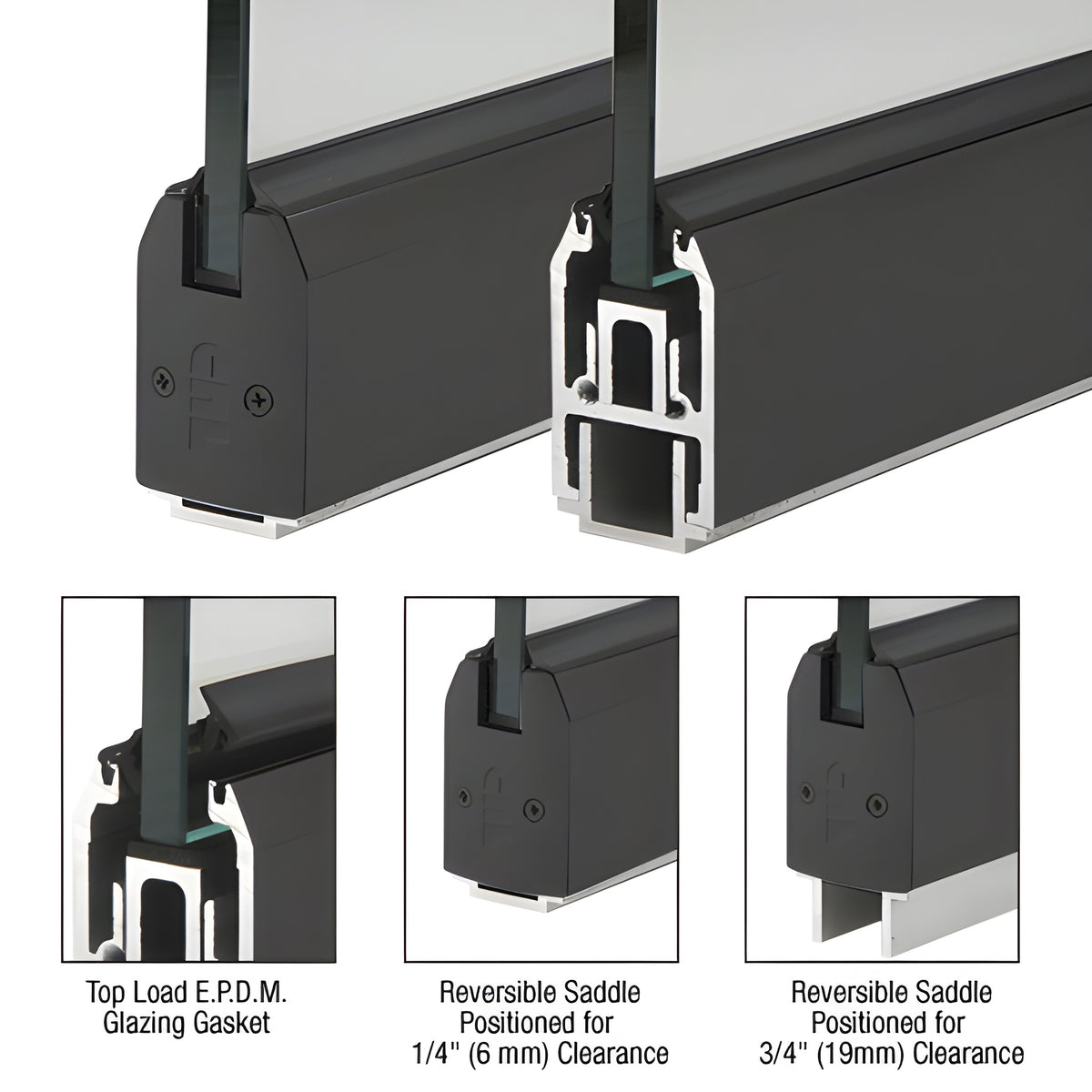 CRL Black Powder Coat 2-5/16" x 120" Length Low Profile Tapered Sidelite Rail With Saddle
