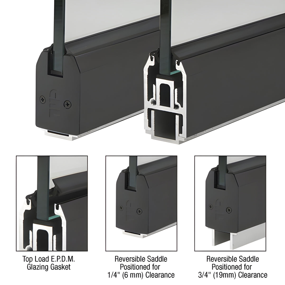 CRL Black Powder Coat Custom Length 2-5/16" Low Profile Tapered Sidelite Rail with Saddle