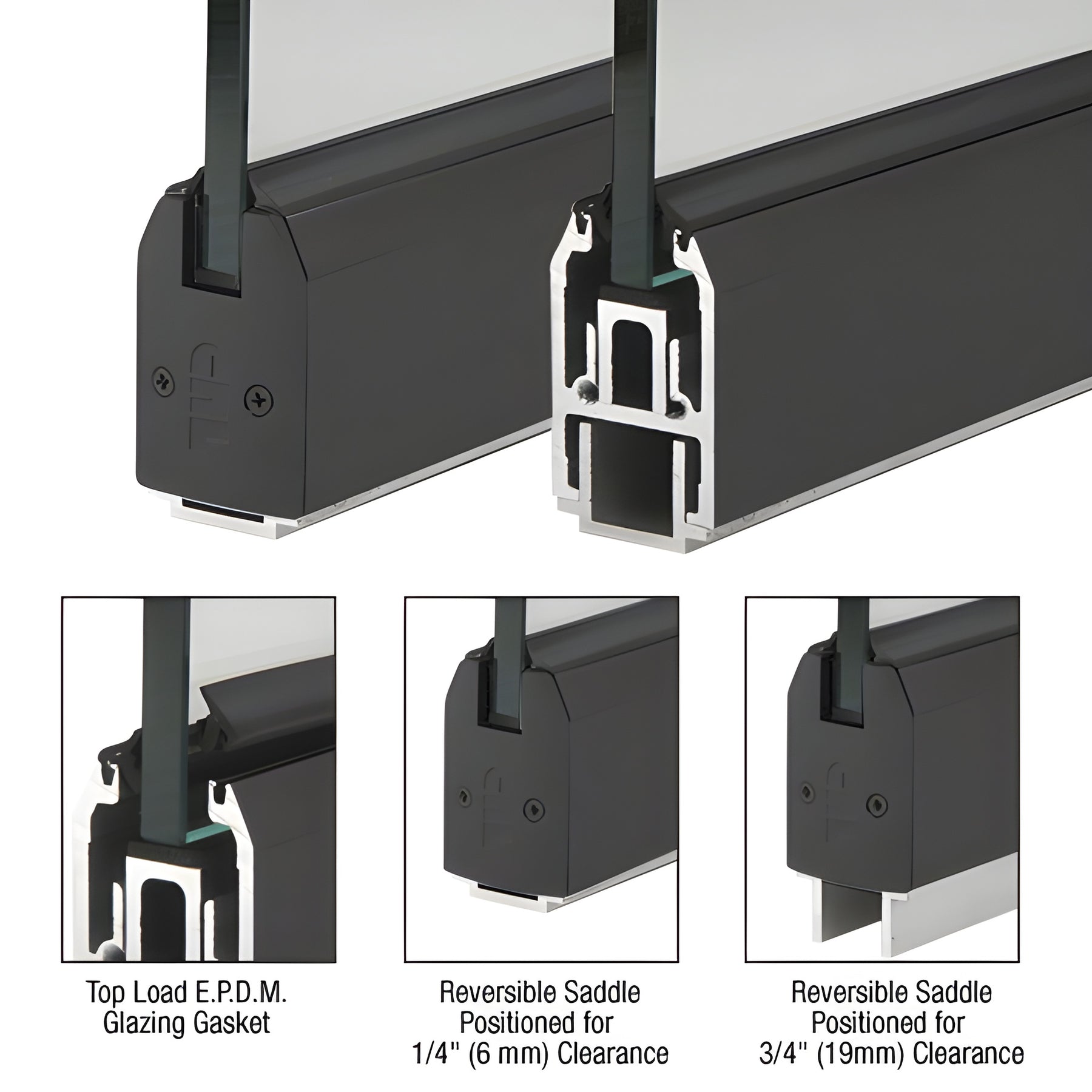 CRL Black Powder Coat Custom Length 2-5/16" Low Profile Tapered Sidelite Rail with Saddle