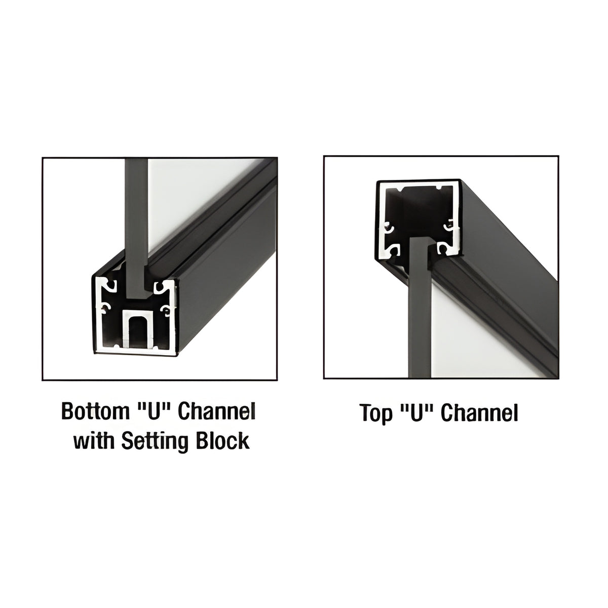 CRL Black Powder Coat Custom Length U-Channel with Roll-In Top Load Gasket