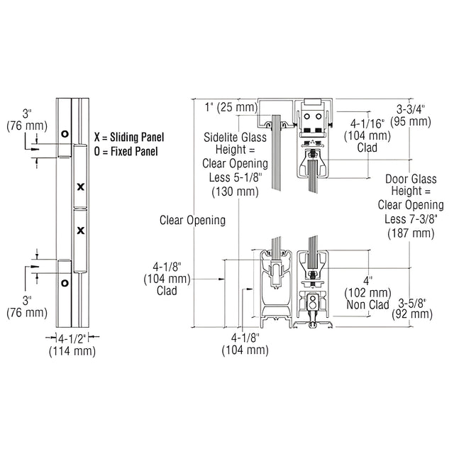 CRL Black Powder Coat OXXO SSR 4" Square Sliding Door System