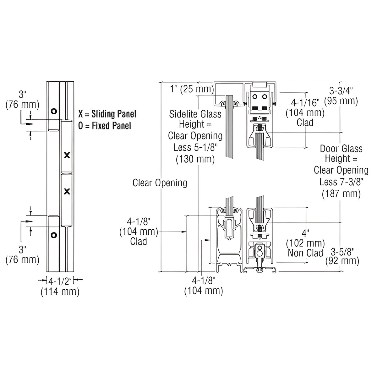 CRL Black Powder Coat OXXO SSR 4" Square Sliding Door System