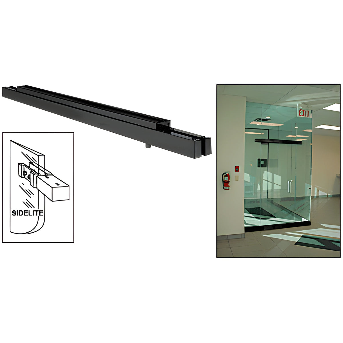 CRL Black Powder Coat Single Narrow Floating Header with Surface Mounted Top Pivots - for 36" Wide Opening