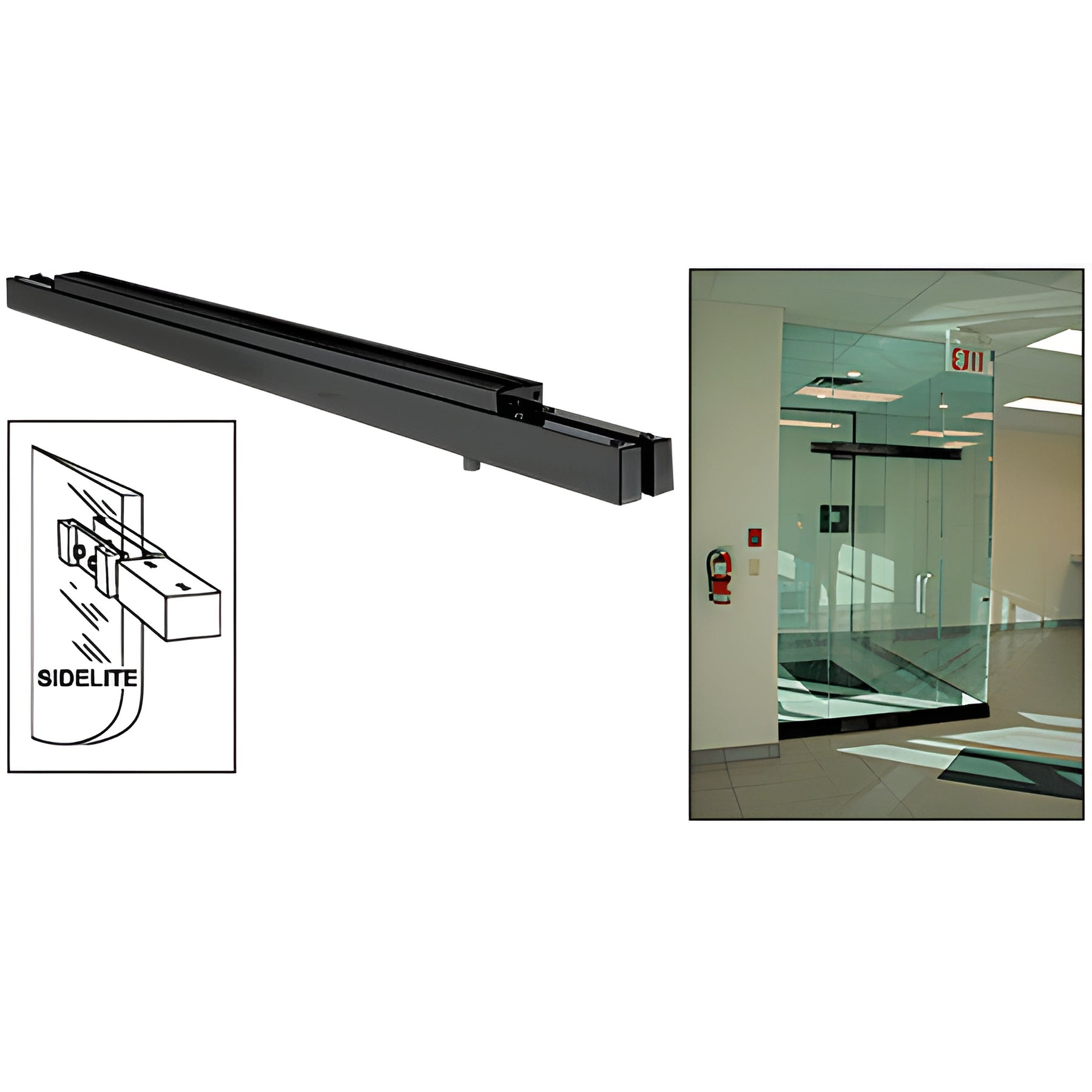 CRL Black Powder Coat Single Narrow Floating Header with Surface Mounted Top Pivots - for 36" Wide Opening