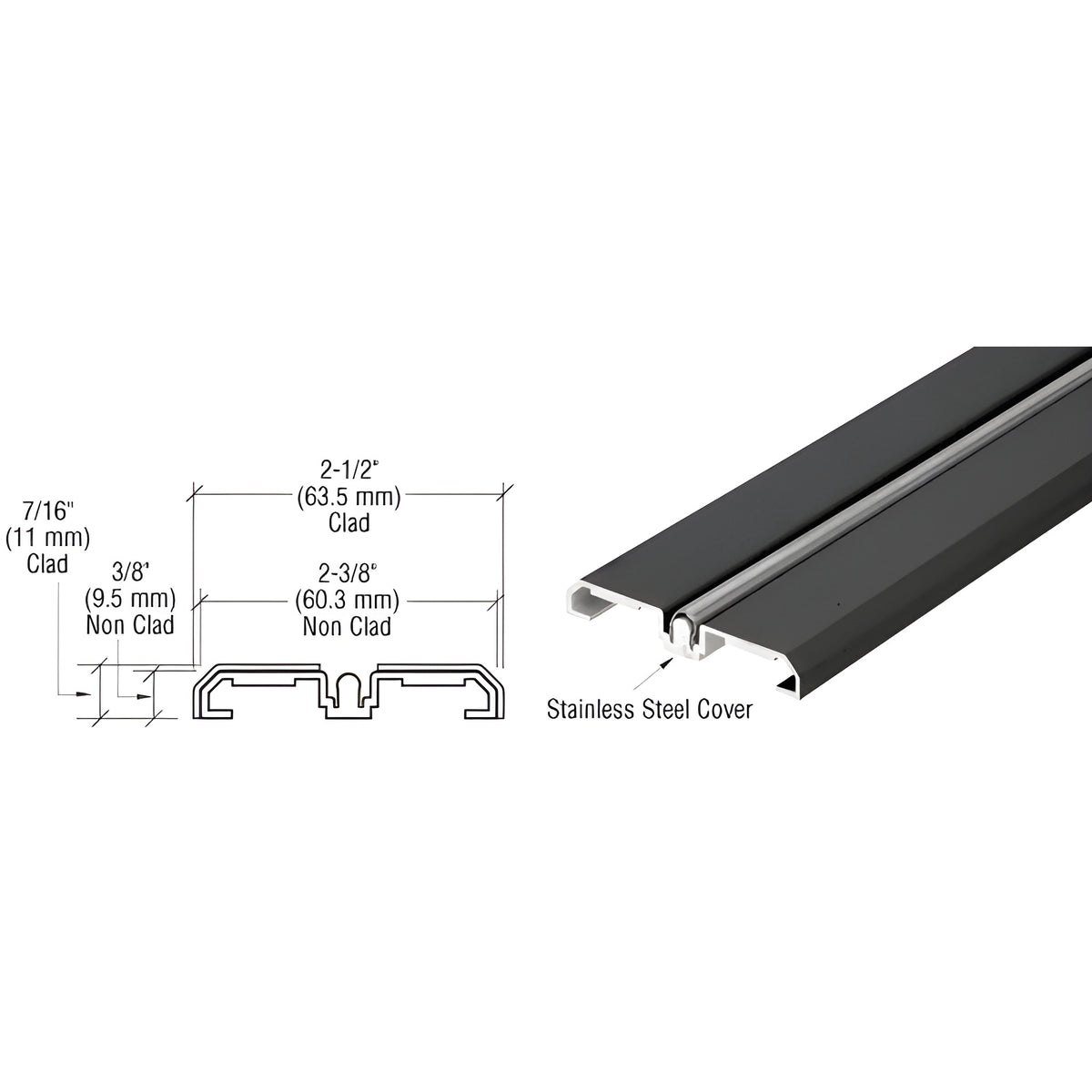 CRL Black Powder Coat Sliding Door Bottom Rolling Track