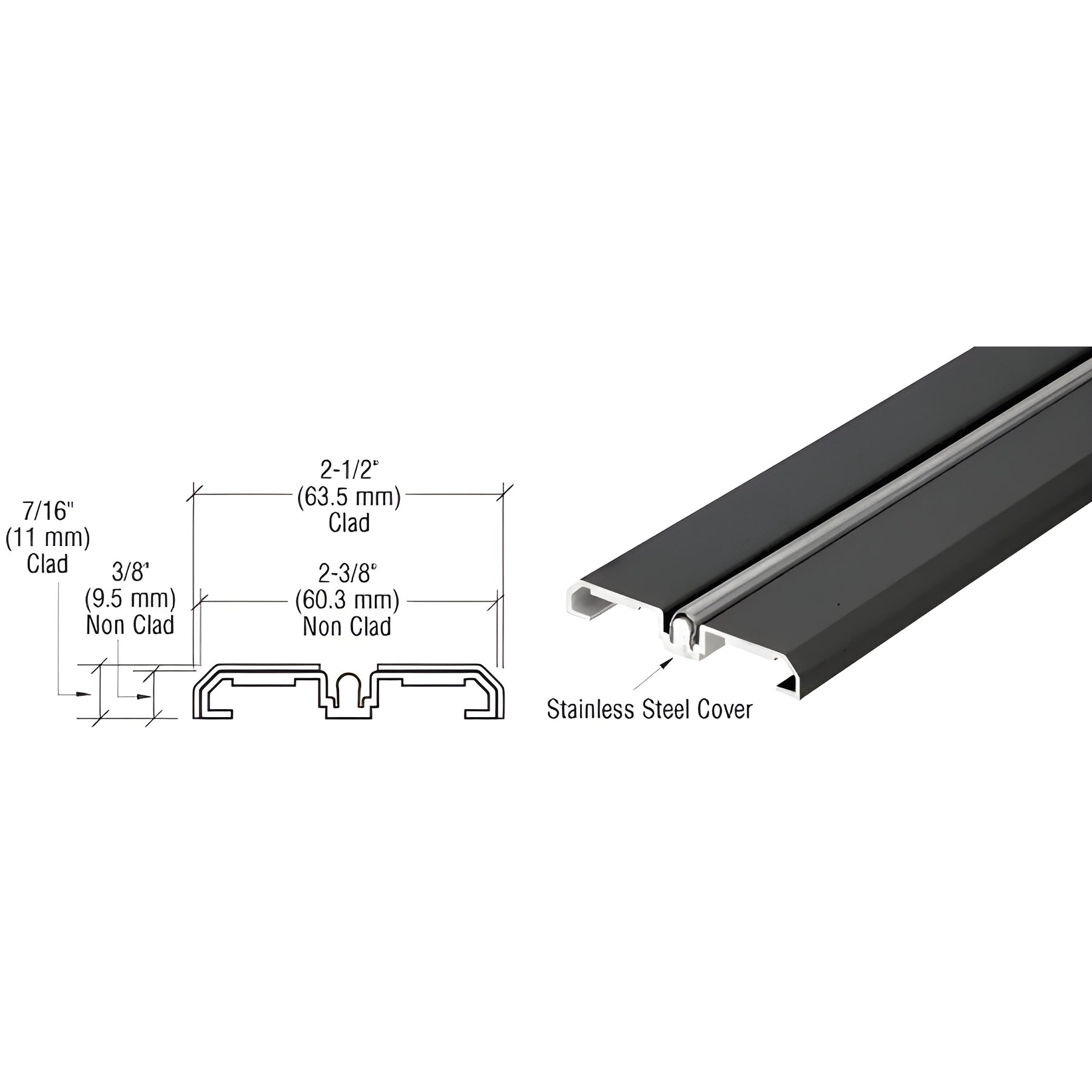 CRL Black Powder Coat Sliding Door Bottom Rolling Track