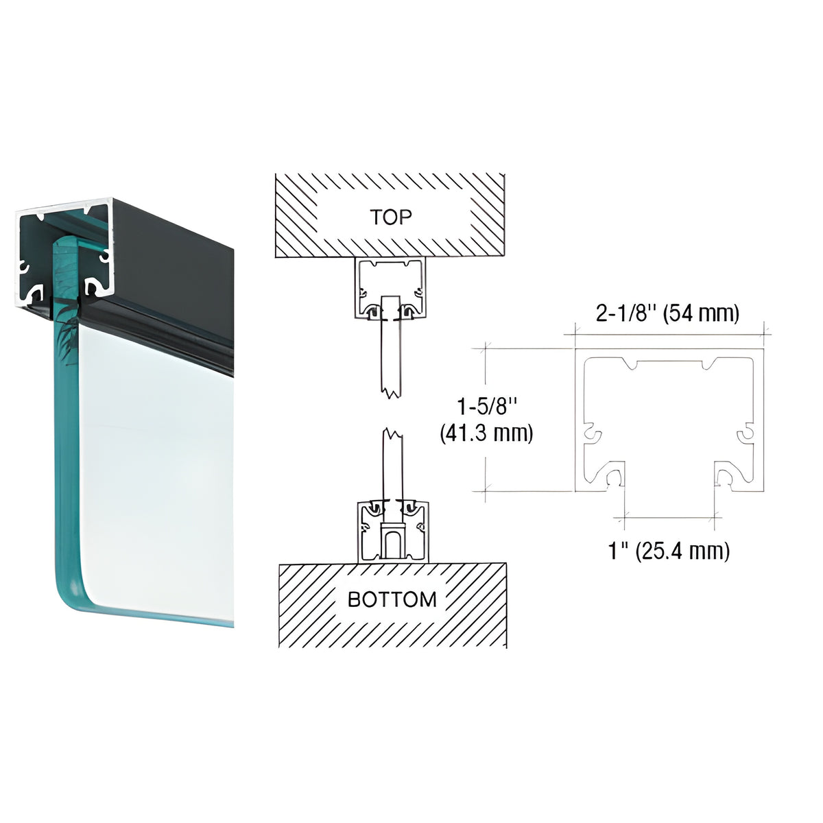 CRL Black Powder Coat Wide U-Channel with Top Load Roll-In Glazing Gasket for 3/4" Glass - Custom Length